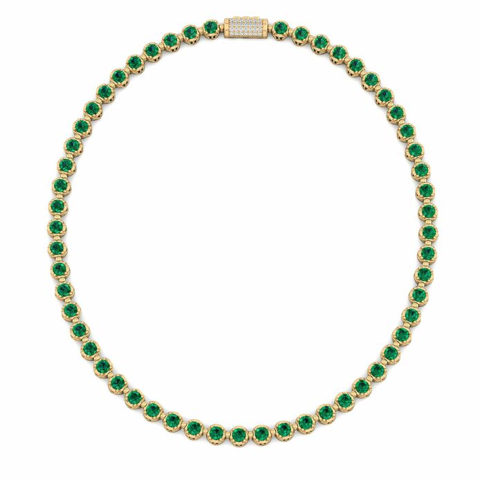 Infinite emerald necklace in 18k yellow gold 