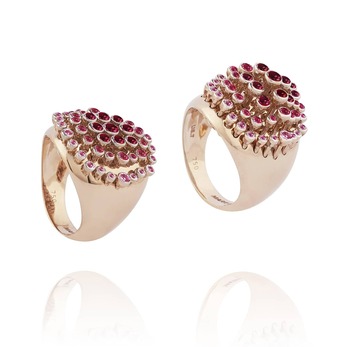 Ruby King Wave Ring in rose gold and rubies