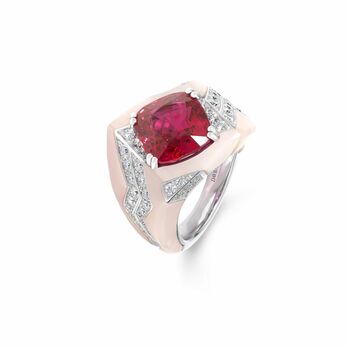 David Morris white gold, spinel, pink opal diamond Electra ring 