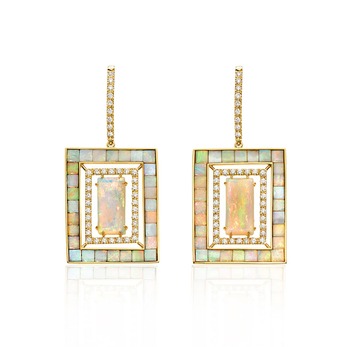Stained-Glass Crystal opal and diamond earrings