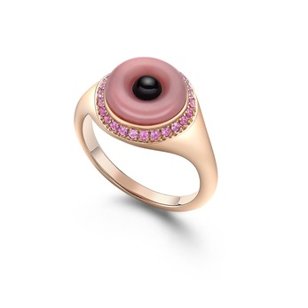 Evil Eye pink opal and pink sapphire Ring 