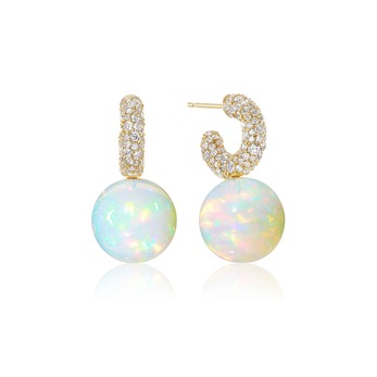 Pavé Mini Hoops in opal and diamond