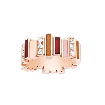 GEM DIOR ring in pink opal, tiger's eye and carnelian 
