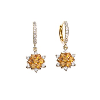 Breeze Diamond Hoop earrings in recycled gold, diamond and citrine