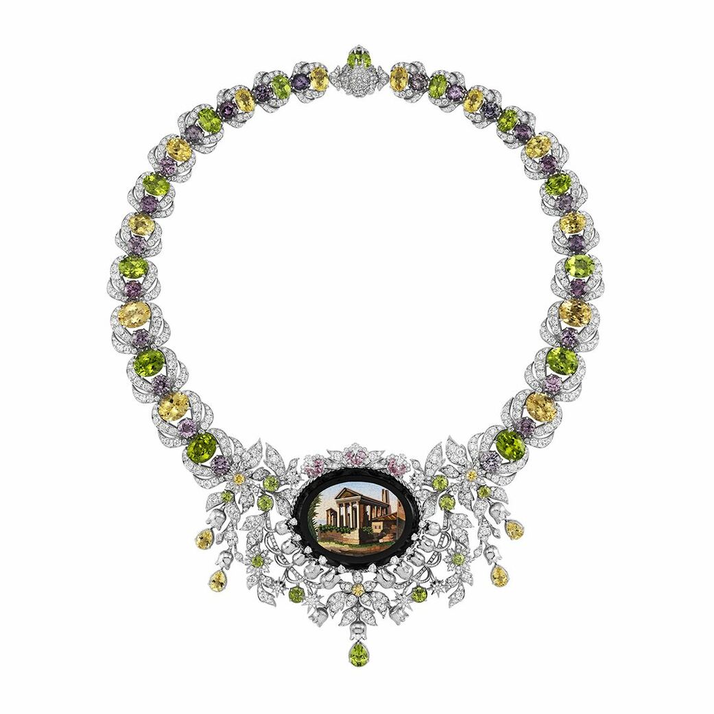 Bulgari High Jewellery necklace in white gold, coloured gemstones and diamond