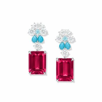 Amalfi Coast earrings from the Majestic Escapes High Jewellery collection in white gold, turquoise, rubellite and diamond