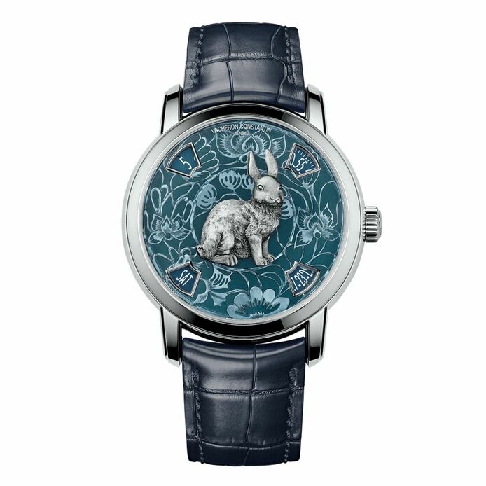 Métiers d’Art The Legend of the Chinese Zodiac Year of the Rabbit watch in platinum and enamel