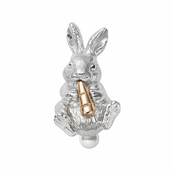 Rabbit brooch in gold, white gold and pearl