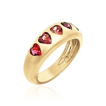 Heart Nomad ring in gold, garnet and tourmaline