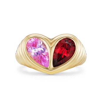 Ring in gold, pink sapphire and rubellite