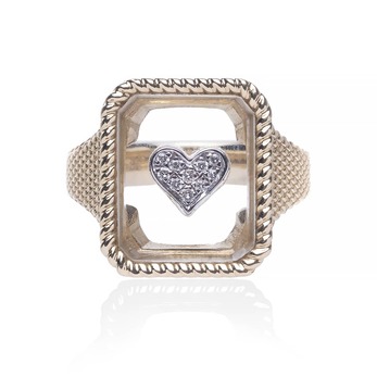 Crystal Heart Ring in gold and diamond