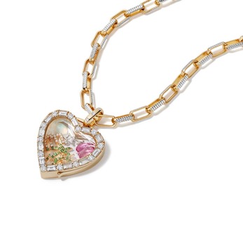 Heart Baguette charm in gold and diamond