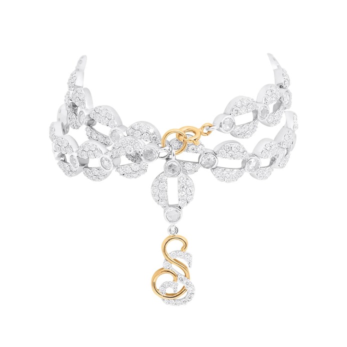 S Choker in gold, white gold and diamond