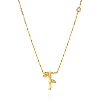 F pendant in gold and diamond