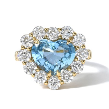 Ring in gold, aquamarine and diamond