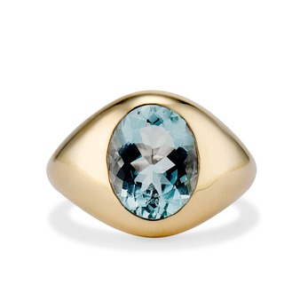 Bubble ring in gold and aquamarine