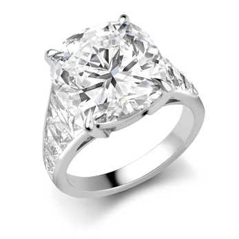 Masterpiece white gold and diamond ring with tapered French-cut diamond shoulders