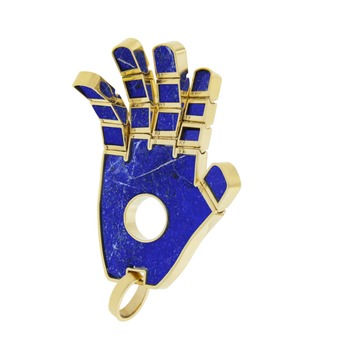 Hand pendant in gold and lapis lazuli