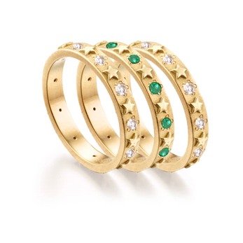 Gold, diamond and emerald rings