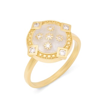 Universe Ring in gold, mother-of-pearl and diamond 