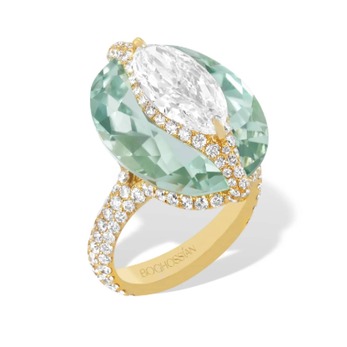 Gold, diamond and coloured gemstone ring