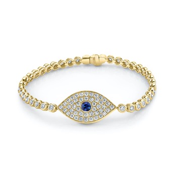 Large Evil Eye bracelet in gold, diamond and sapphire
