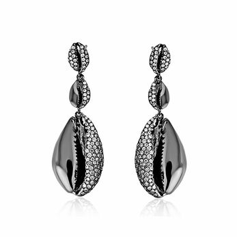 Le Cauri Endiamanté drop earrings in black gold, white gold and diamond