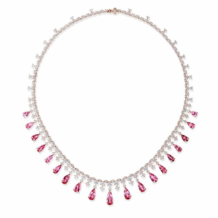 Classics necklace in rose gold, pear-cut tourmaline and diamond
