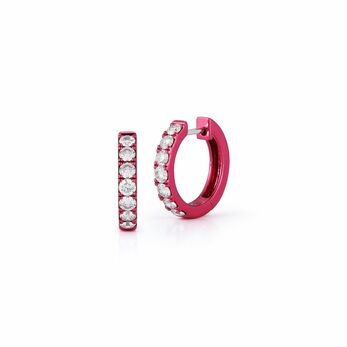 Mini Hoop earrings in pink rhodium and diamond 