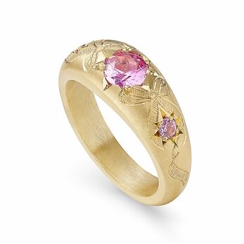 Lucky Star ring  in gold and pink sapphire
