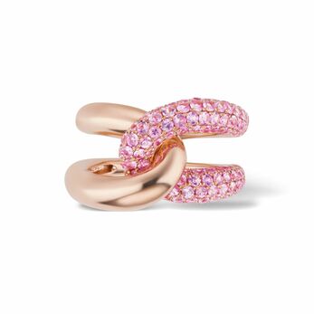 Intertwin ring in pink gold and pink sapphire