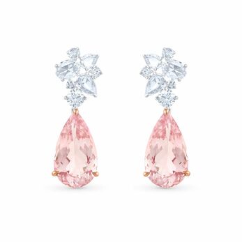 Earrings in white gold, pink morganite and diamond