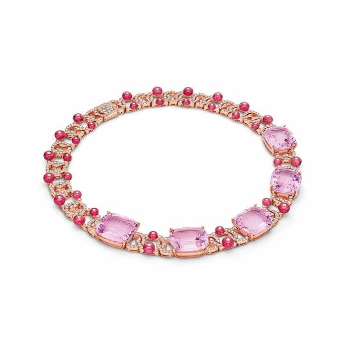 High Jewellery necklace in pink gold, kunzite, pink tourmaline and diamond
