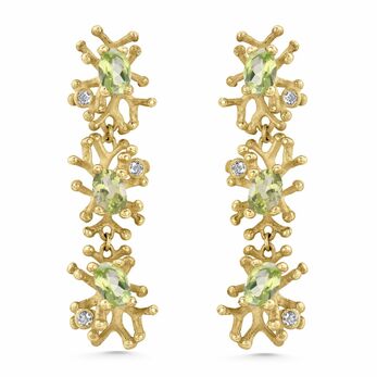 Nine Mile Reef earrings in gold, peridot and diamond