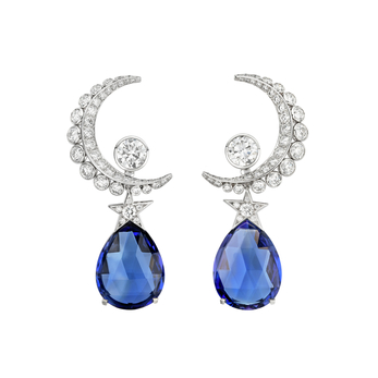 Earrings in white gold, tanzanite and diamond