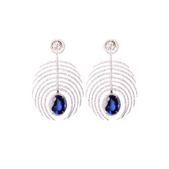 Palm Trees earrings in white gold, tanzanite and diamond