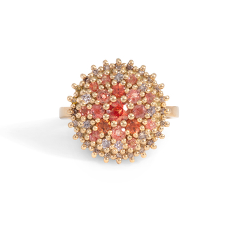 Ring in gold, padparadscha sapphire and diamond
