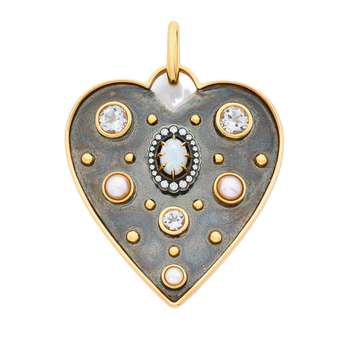 La Dame du lac pendant in gold, oxidised silver, opal and diamond