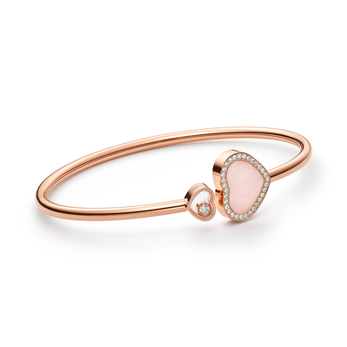 Happy Hearts bangle in rose gold, pink opal and diamond