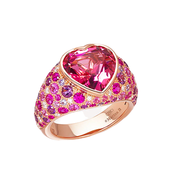 Calvina ring in rose gold, rubellite and pink gemstones
