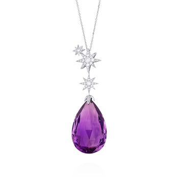 Necklace in white gold, amethyst and diamond