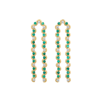 Edessa Emerald Arc Drop earrings in gold, emerald and diamond