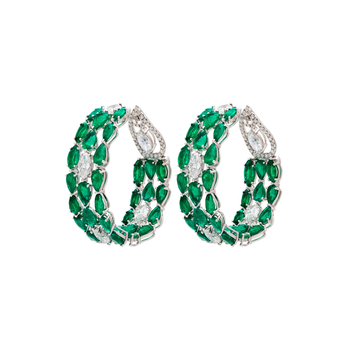 Iris Hoop earrings in white gold, emerald and diamond