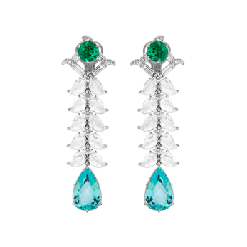 Allegoria high jewellery earrings in Paraiba tourmaline, emerald and diamond