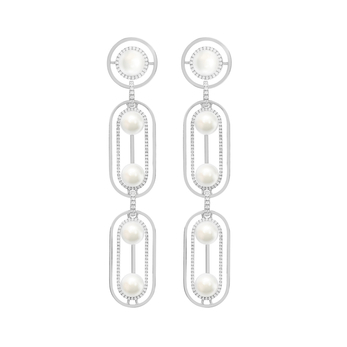  Unfold Ellipsis Drop earrings in white gold, pearl and diamond