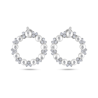 Farandole earrings in white gold, pearl and diamond