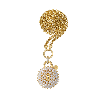 Lucchetto Pearl Padlock charm in gold and pearl