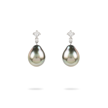  Earrings in white gold, black pearl and diamond