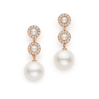 Romance earrings in rose gold, Cumingii pearl and diamond