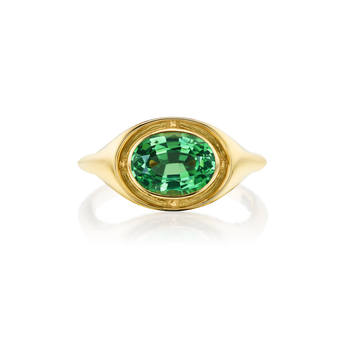 Eclipse ring with a tsavorite in 18k gold